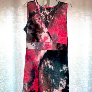 Tie-Dye Sleeveless Knit‎ Maxi Dress pink, black, white XL